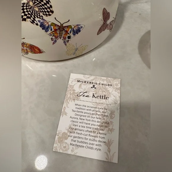 MacKenzie-Childs Butterfly Garden 3 quart Tea Kettle (Never used!) - Picture 7 of 16